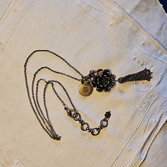 Lucky Brand Antiqued Cross Flower Crystals Pendant Necklace - Picture 4 of 5